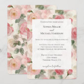 Romantische Roze Rozen Bloemige Bruiloft Kaart (Voorkant / Achterkant)