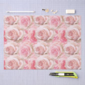 Romantische Roze Rozen Bloemige Bruiloftsdouche Tissuepapier (Craft)