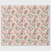 Romantische Roze Rozen Bloemrijke Bruidsuitnodigin Cadeaupapier (Vlak)