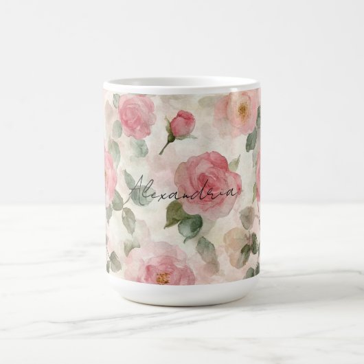 Romantische Roze Rozen Bloemstuk Koffiemok (Center)