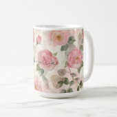 Romantische Roze Rozen Bloemstuk Koffiemok (Voorkant rechts)