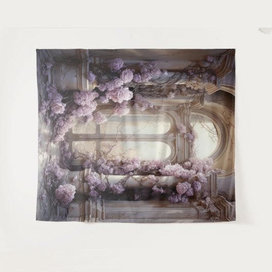 Romantische roze rozen boog opknoping wandkleed (Voorkant (horizontaal))