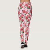 Romantische Roze Rozen Botanisch Patroon Leggings (Achterkant)
