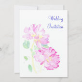 Romantische roze rozen bruiloft uitnodiging (Voorkant)