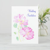 Romantische roze rozen bruiloft uitnodiging (Staand voorkant)