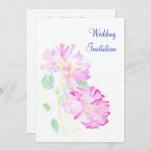 Romantische roze rozen bruiloft uitnodiging (Voorkant / Achterkant)