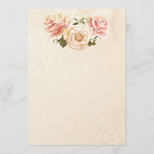 Romantische Roze Rozen Elegant Bruiloft Kaart (Achterkant)