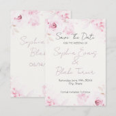 Romantische Roze Rozen Elegant en Mooie Save The Date (Voorkant / Achterkant)