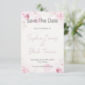 Romantische Roze Rozen Elegant en Mooie Save The Date (Staand voorkant)