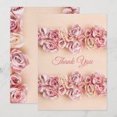 Romantische Roze Rozen Elegante Bruiloft Bedankkaart (Voorkant / Achterkant)
