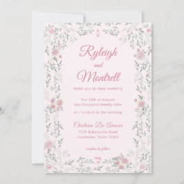 Romantische Roze Rozen en Groene Huwelijksdecorati Kaart