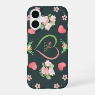 Romantische Roze Rozen en Hartjes My Love Hoesje iPhone 16 Hoesje