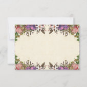 Romantische roze rozen en Paarse Petals Wedding RS RSVP Kaartje (Achterkant)