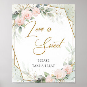 Romantische roze rozen eucalyptus gold Love is zoe Poster