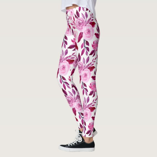 Romantische Roze rozen florale  Leggings (Links)