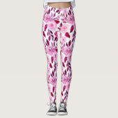 Romantische Roze rozen florale  Leggings (Voorkant)