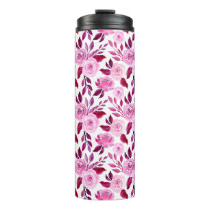 Romantische Roze rozen florale Thermosbeker