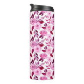 Romantische Roze rozen florale  Thermosbeker (Geroteerd rechts)