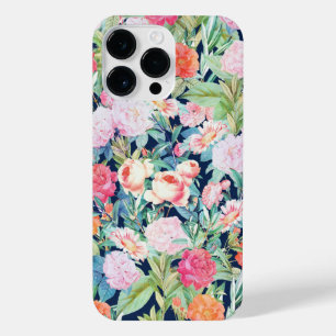 Romantische roze rozen floreel blauw design iPhone 14 pro max hoesje
