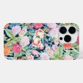 Romantische roze rozen floreel  blauw design iPhone hoesje (Achterkant horizontaal)