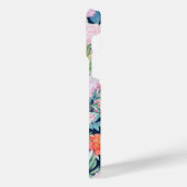 Romantische roze rozen floreel  blauw design iPhone hoesje (Linkerkant)