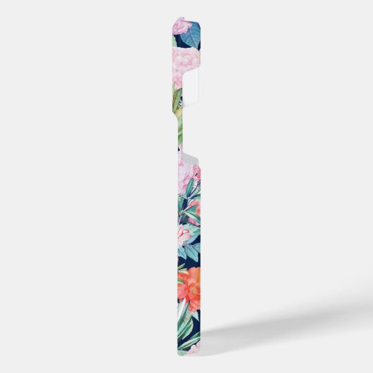 Romantische roze rozen floreel  blauw design iPhone hoesje (Linkerkant)