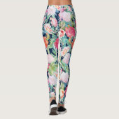 Romantische roze rozen floreel  blauw design leggings (Achterkant)