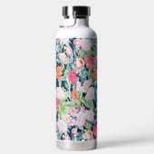 Romantische roze rozen floreel  blauw design waterfles (Rechts)