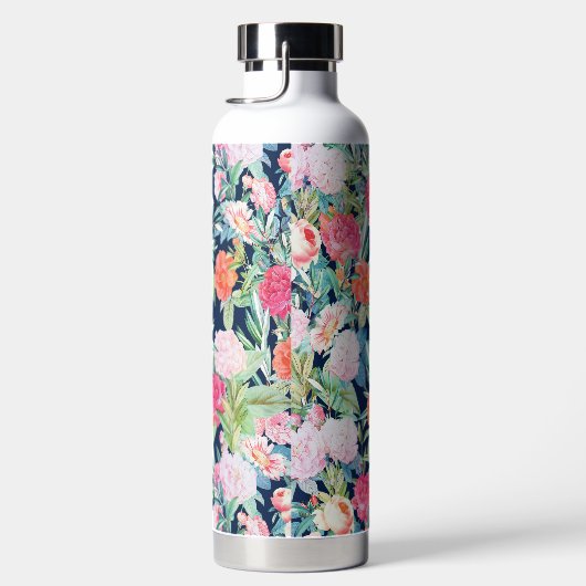 Romantische roze rozen floreel  blauw design waterfles (Rechts)