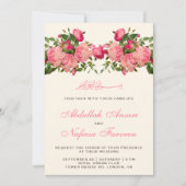  romantische roze rozen islamitische moslim bruilo kaart (Voorkant)