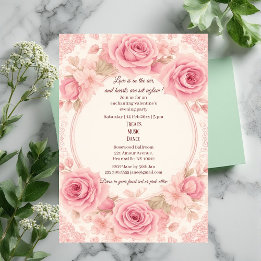 Romantische Roze Rozen Ivoor Kleurige Valentijn Fe Kaart