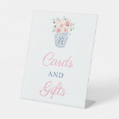 Romantische Roze Rozen Kaarten En Cadeaus Bruidsca Reclamebord Met Voetstuk (Voorkant)