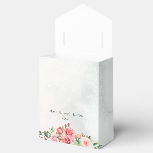 Romantische roze rozen & kalligrafie Dank u Bedankdoosjes (Geopend)