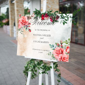 Romantische roze rozen & kalligrafie Welkom Poster