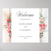 Romantische roze rozen & kalligrafie Welkom Poster (Voorkant)