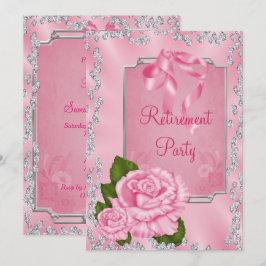 Romantische roze rozen & linten pensioen kaart