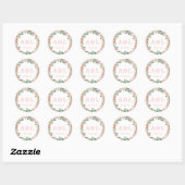 Romantische Roze Rozen Monogram Ronde Sticker (Vel)
