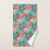 Romantische roze rozen op Blauwgroen Bad Handdoek (Handdoek)