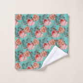 Romantische roze rozen op Blauwgroen Bad Handdoek (Wasdoekje)