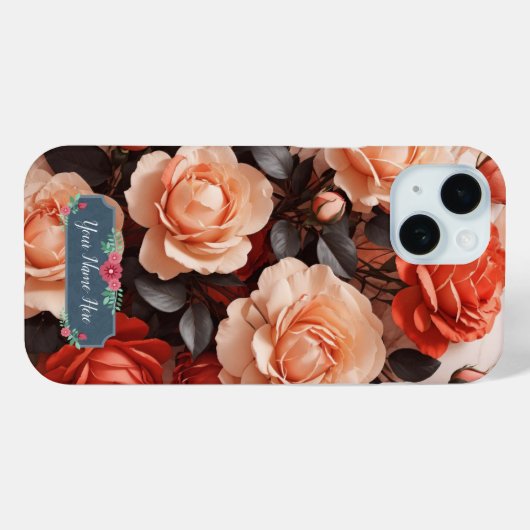 Romantische Roze Rozen op Elegant Wit Marmer Case-Mate iPhone Case (Achterkant (horizontaal))