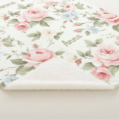 Romantische Roze Rozen Overal Patroon met Naam Sherpa Deken (3/4)