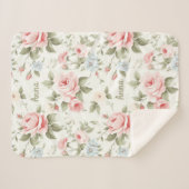 Romantische Roze Rozen Overal Patroon met Naam Sherpa Deken (Voorkant (horizontaal))