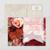  romantische roze rozen redden de datum aankondigingskaart (Voorkant / Achterkant)