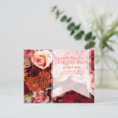  romantische roze rozen redden de datum aankondigingskaart (Staand voorkant)