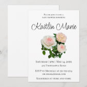 Romantische roze rozen roze bloemenbaby meisje dou kaart (Voorkant / Achterkant)