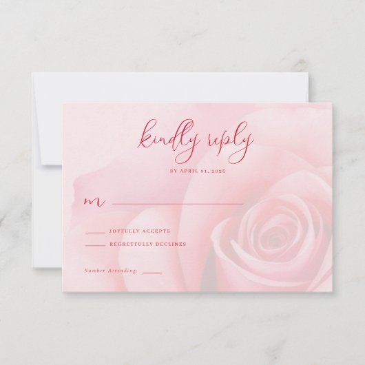 Romantische Roze Rozen RSVP Kaartje (Voorkant)
