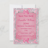 Romantische Roze Rozen & Strikken 30e Save The Dat Date (Achterkant)