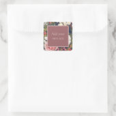 Romantische roze rozen ventilator Bouquet aangepas Vierkante Sticker (Tas)