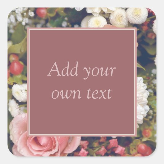 Romantische roze rozen ventilator Bouquet aangepas Vierkante Sticker (Voorkant)