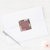 Romantische roze rozen ventilator Bouquet aangepas Vierkante Sticker (Envelop)